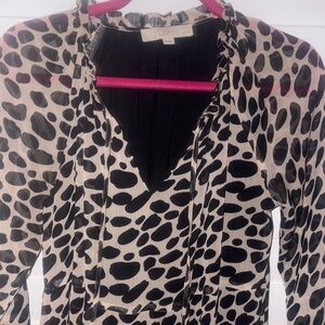 LOFT Black and Tan Long Sleeve Dress